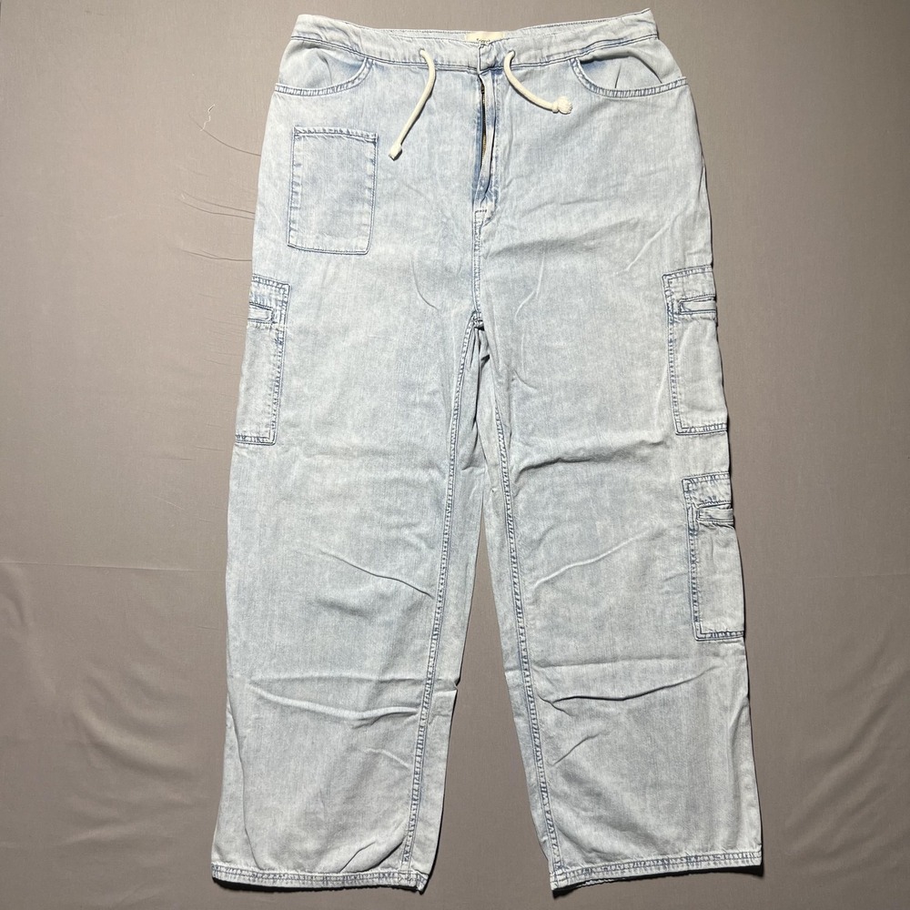 Triarchy Women's Ms. Madge Wide Leg Drawstring Blue Jeans Pants‎ Size Large